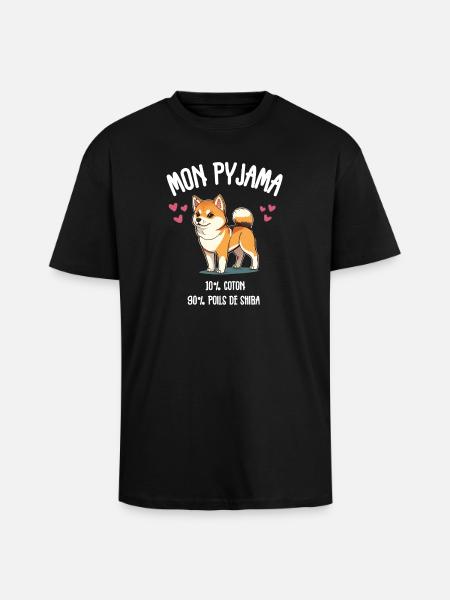 Shiba Humor Dog Pyjamas - Oversized Heavyweight Unisex T-Shirt - Schwarz