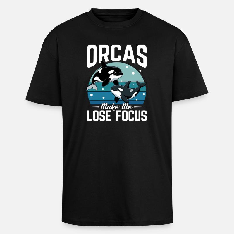Funny Orca - Oversized Heavyweight Unisex T-Shirt - Schwarz