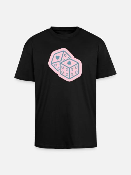 Heart cube in pastel pink - Unisex Oversized Heavyweight T-shirt - black