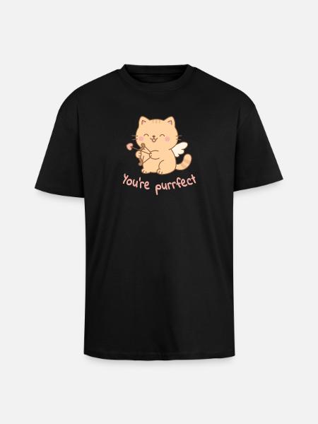 You're Purrfect – Cupidon Cat - Unisex Oversized Heavyweight T-shirt - black