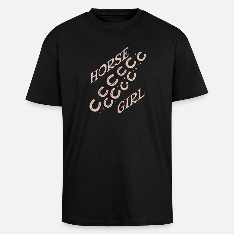 Pferdemädchen Logo Diagonal Muster - Oversized Heavyweight Unisex T-Shirt - Schwarz
