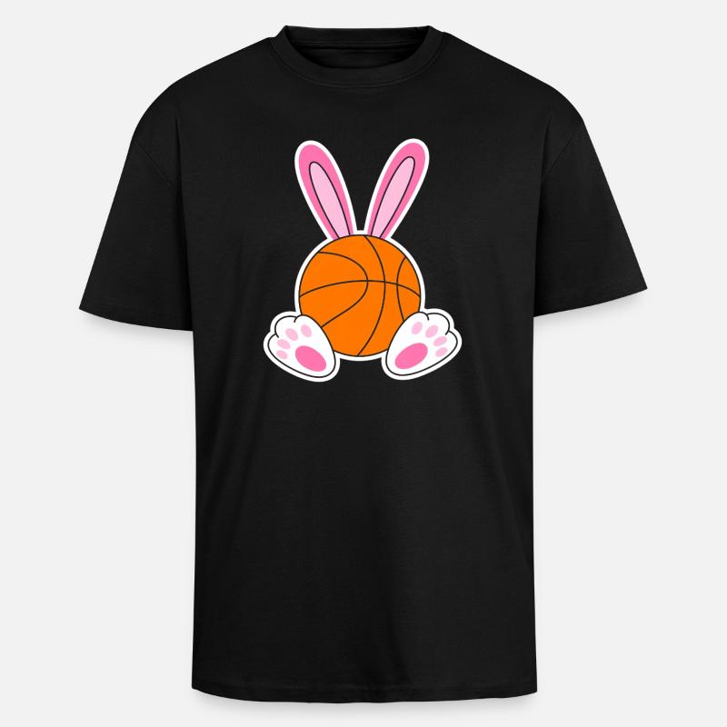 Easter Basketball Bunny Design - Unisex Oversized Heavyweight T-shirt - black