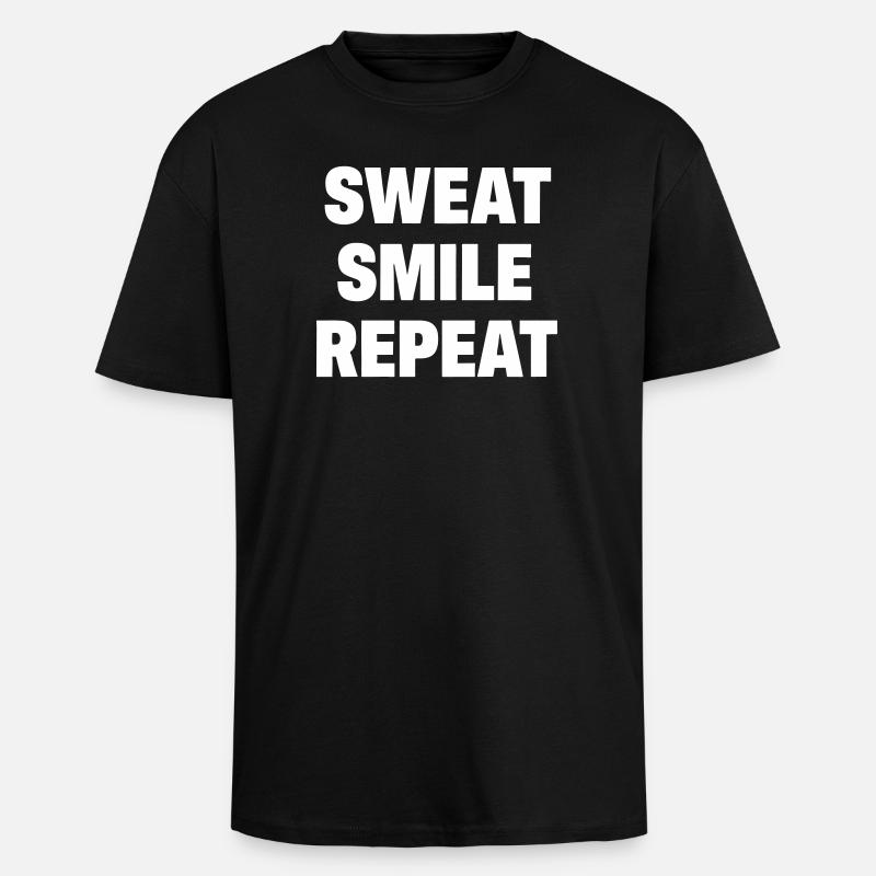 Sourire en sueur, répéter - T-shirt unisexe oversize épais - noir