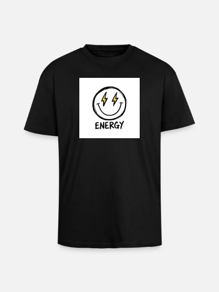 Lightning Smile Energy Tee - Unisex Oversized Heavyweight T-shirt - black