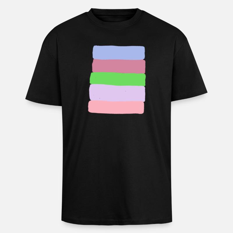 Pastel Stripe Stack - Unisex Oversized Heavyweight T-shirt - black