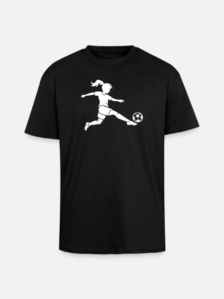 Fussballerin Fussball Silhouette - Oversized Heavyweight Unisex T-Shirt - Schwarz