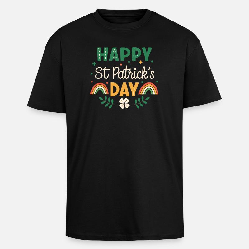 Joyeux Saint Patrick Arc-en-Ciel - T-shirt unisexe oversize épais - noir