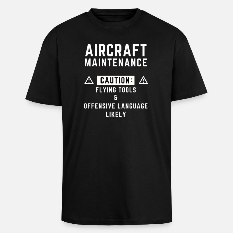 Vorsicht bei der Flugzeugwartung - Oversized Heavyweight Unisex T-Shirt - Schwarz