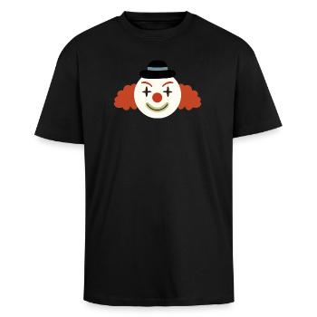 Cheerful Clown Face Retro Art - Unisex Oversized Heavyweight T-shirt - black - Front - Alina (178cm) & Michal (187cm)