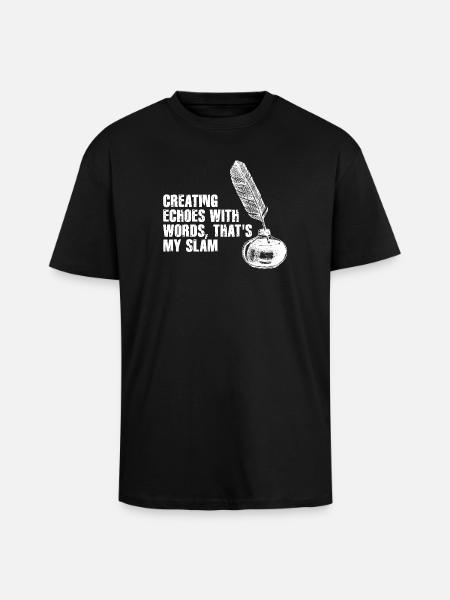 Quill Echoes Slam Poetry - Unisex Oversized Heavyweight T-shirt - black
