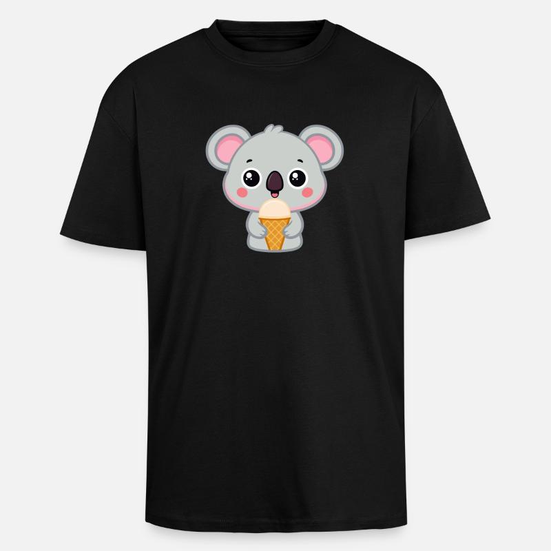 Kawaii Eiskaffer-Gourmet-Koala - Oversized Heavyweight Unisex T-Shirt - Schwarz