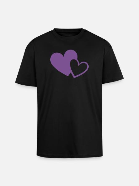 violet heart two violet hearts gift - Unisex Oversized Heavyweight T-shirt - black