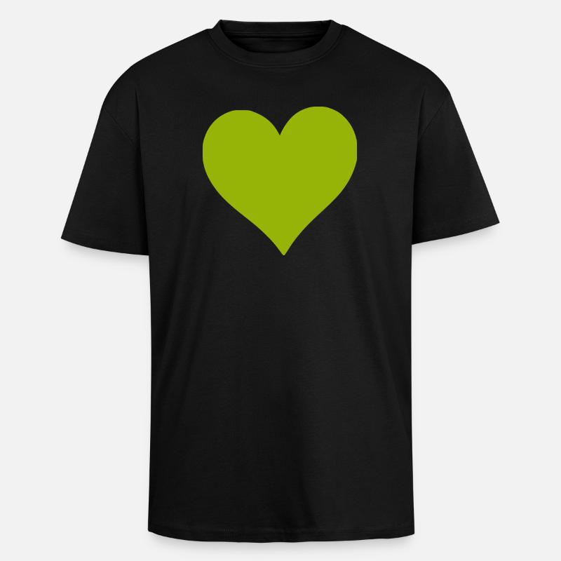 Cœur vert vert - T-shirt unisexe oversize épais - noir