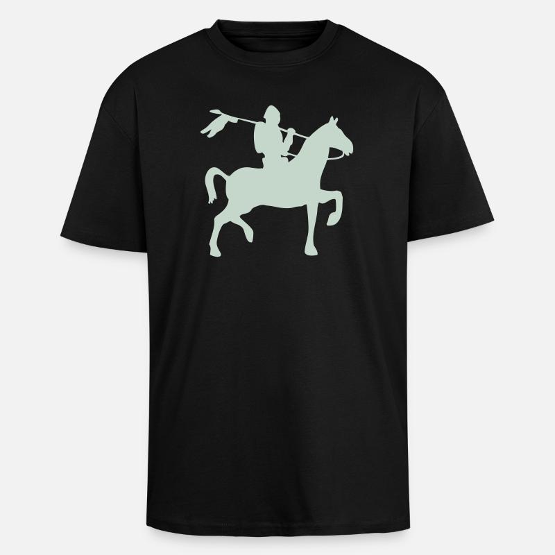 Ritter Krieger auf ein Pferd - Oversized Heavyweight Unisex T-Shirt - Schwarz