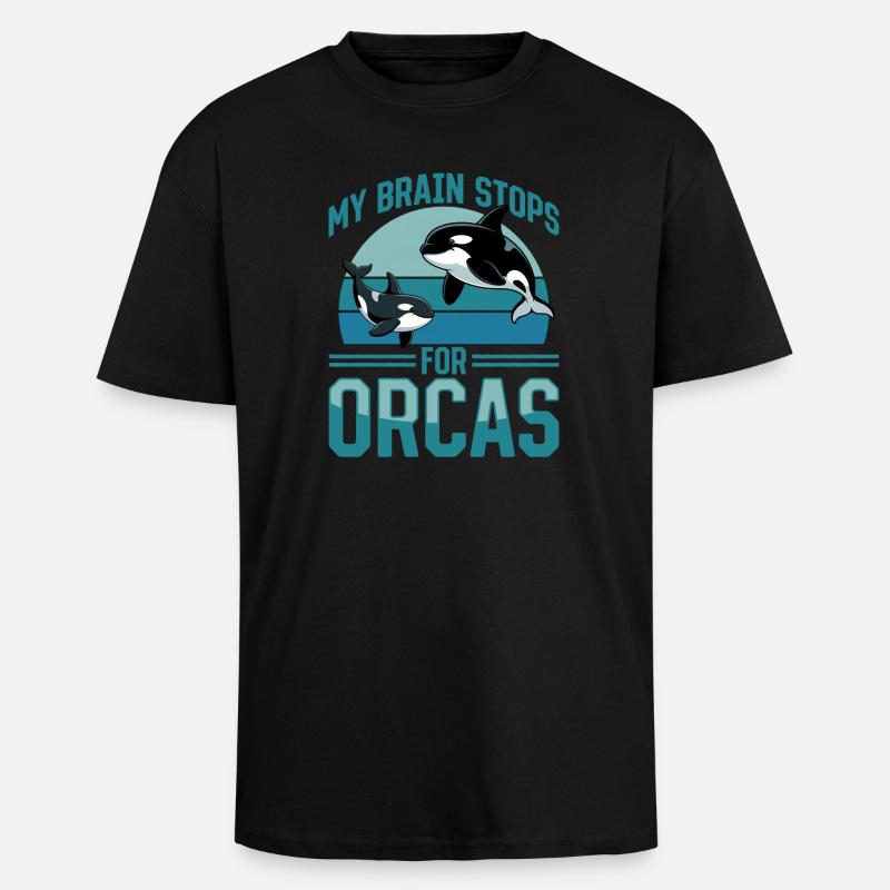 Funny Orca - Oversized Heavyweight Unisex T-Shirt - Schwarz