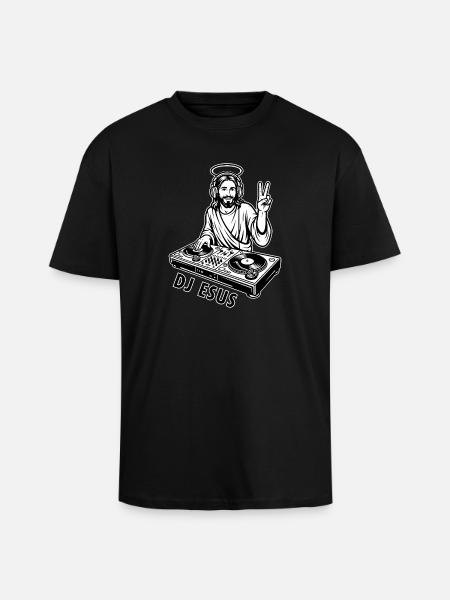 DJ ESUS - Funny Jesus Music Meme - Unisex Oversized Heavyweight T-shirt - black