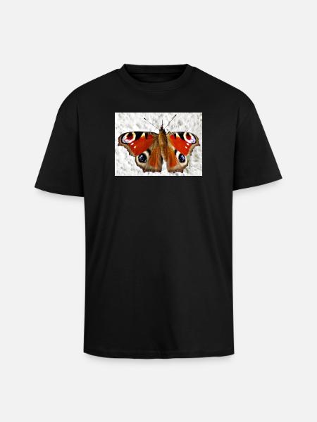 Peacock Eye Butterfly Pattern - Unisex Oversized Heavyweight T-shirt - black