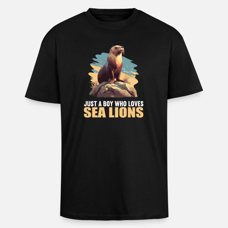 Sjölejon Sjölejon - Unisex oversized t-shirt i kraftig kvalitet - svart