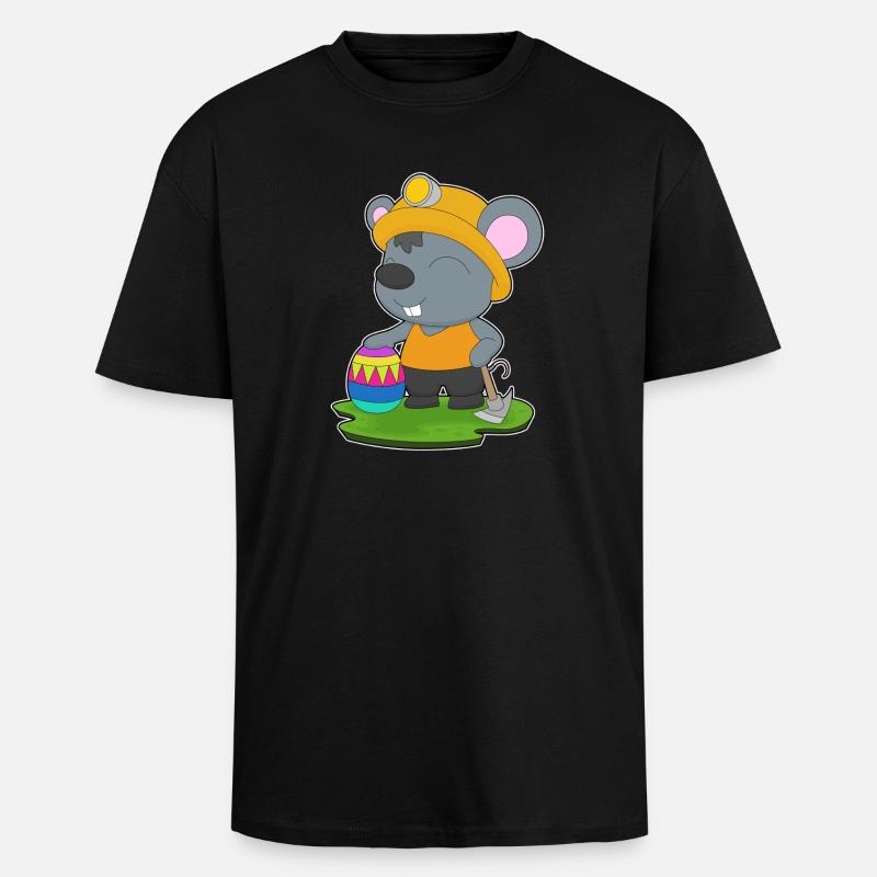 Mouse Easter Mining - Unisex Oversized Heavyweight T-shirt - black