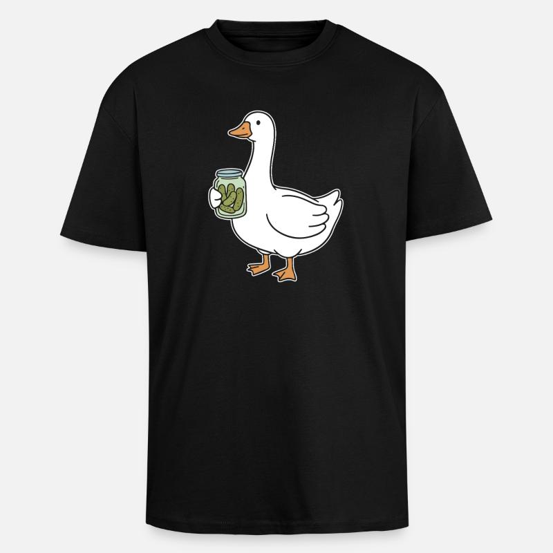Ente mit Einmachglas Gurken - Oversized Heavyweight Unisex T-Shirt - Schwarz