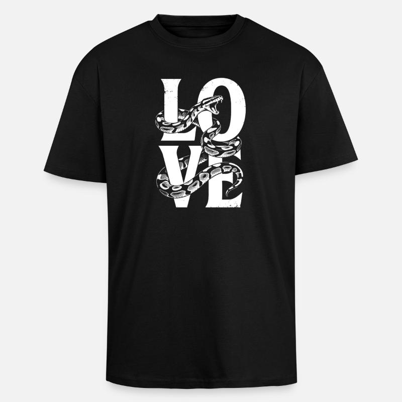 Königspython Schlangen LOVE Terrarium Python - Oversized Heavyweight Unisex T-Shirt - Schwarz