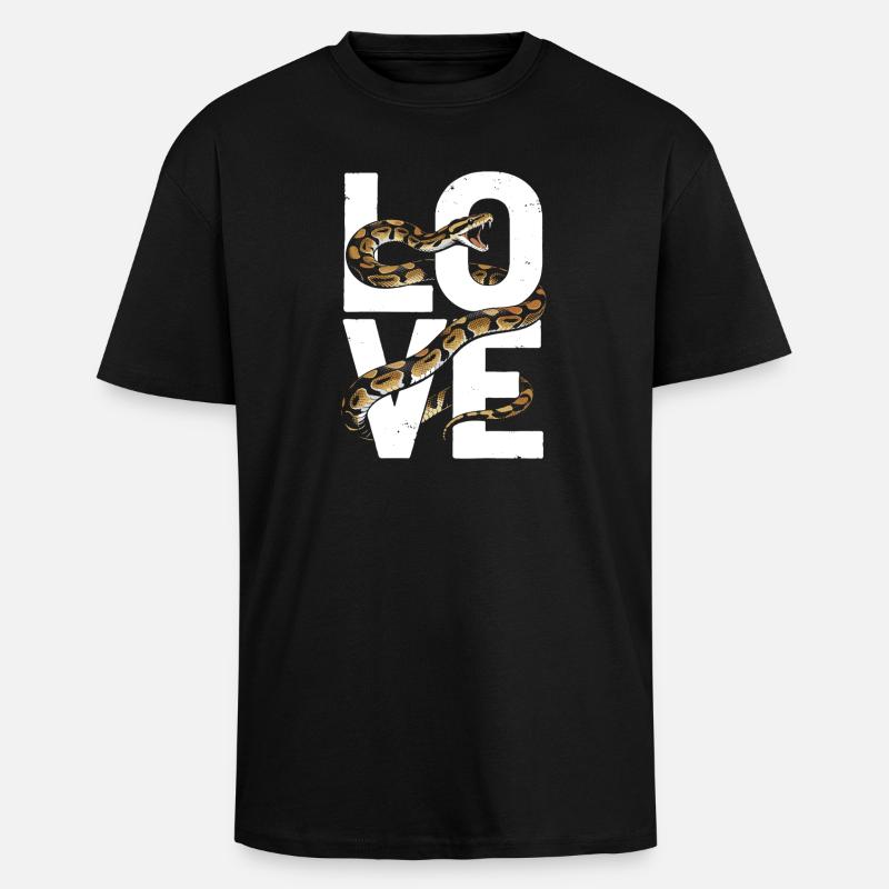 Königspython Schlangen LOVE Terrarium Python - Oversized Heavyweight Unisex T-Shirt - Schwarz