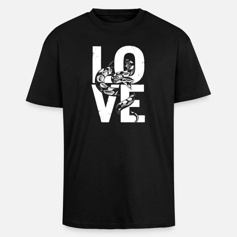 Königspython Schlangen LOVE Terrarium Python - Oversized Heavyweight Unisex T-Shirt - Schwarz