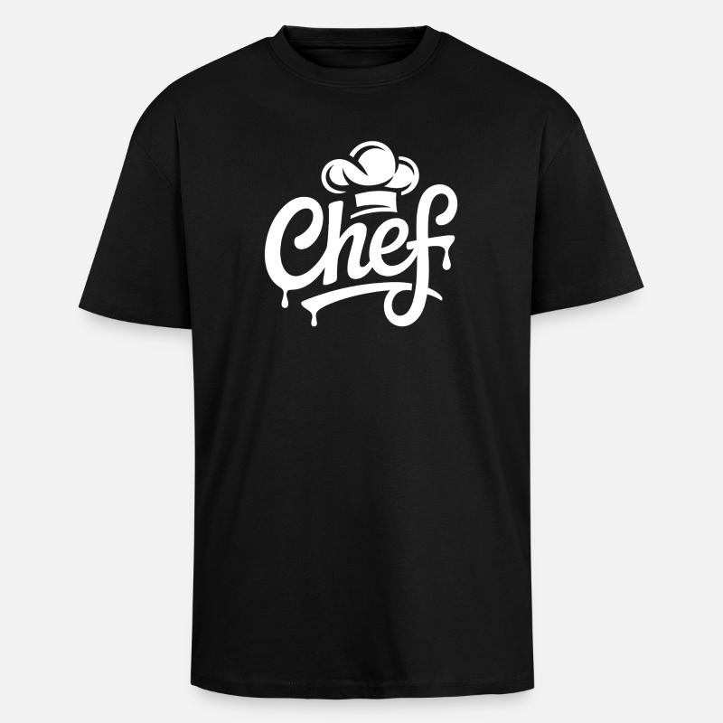 Lettrage du logo du chef - T-shirt unisexe oversize épais - noir