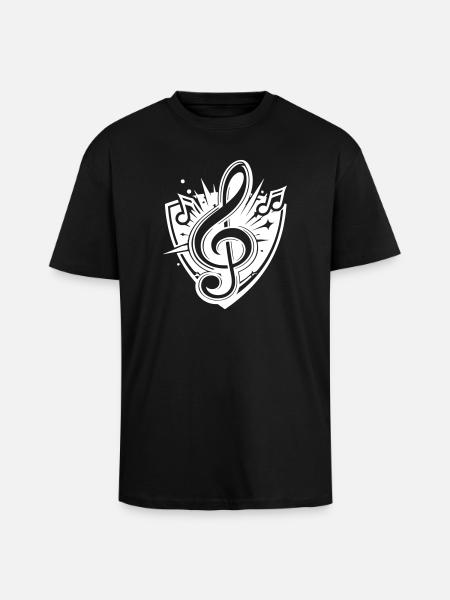 clef music logo - Unisex Oversized Heavyweight T-shirt - black