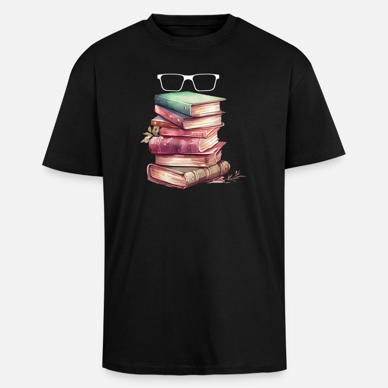 Book Lover Book Nerd - Unisex Oversized Heavyweight T-shirt - black