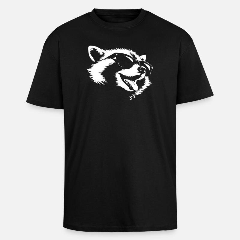 Freschezza del Procione – Testa di Bandit con occhiali da sole - T-shirt unisex oversize pesante - nero