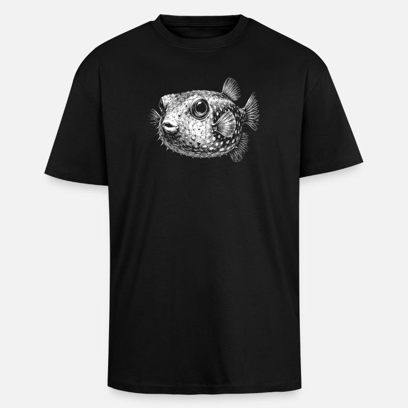 Poisson-globe - T-shirt unisexe oversize épais - noir