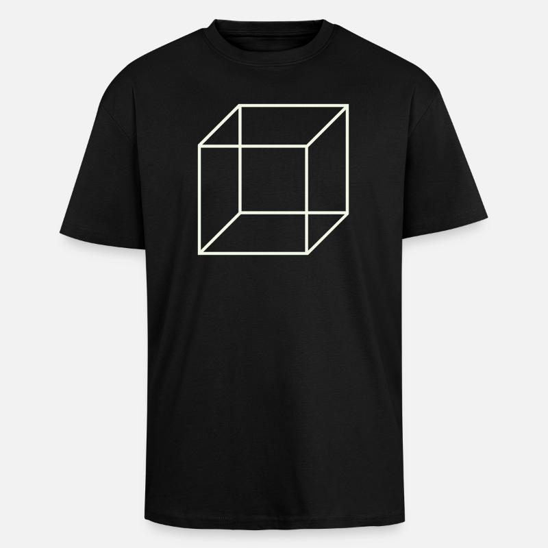 Geometric Wire Cube - Unisex Oversized Heavyweight T-shirt - black