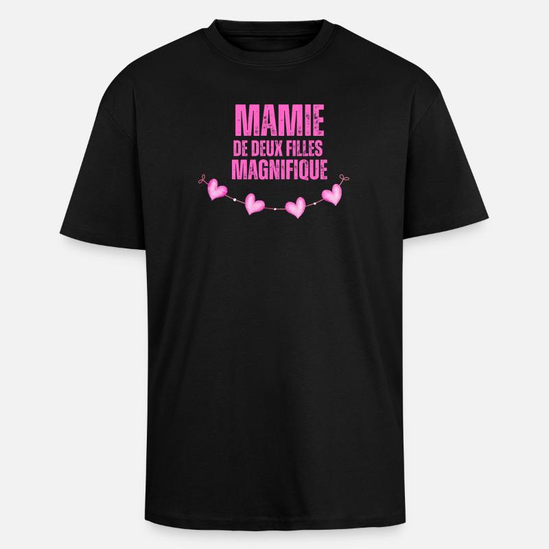 Die wunderschöne Oma beider Mädchen - Oversized Heavyweight Unisex T-Shirt - Schwarz