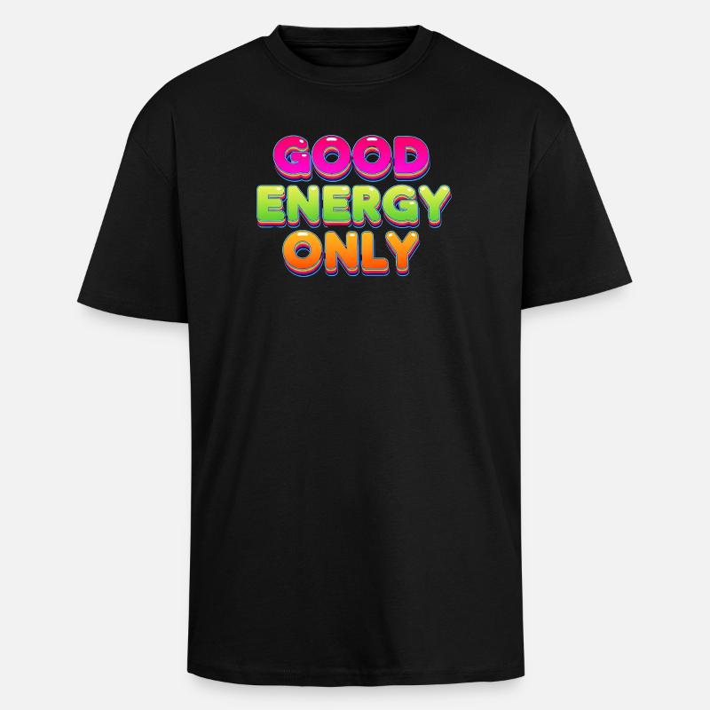 Good Energy Buntes Retro Statement Design - Oversized Heavyweight Unisex T-Shirt - Schwarz