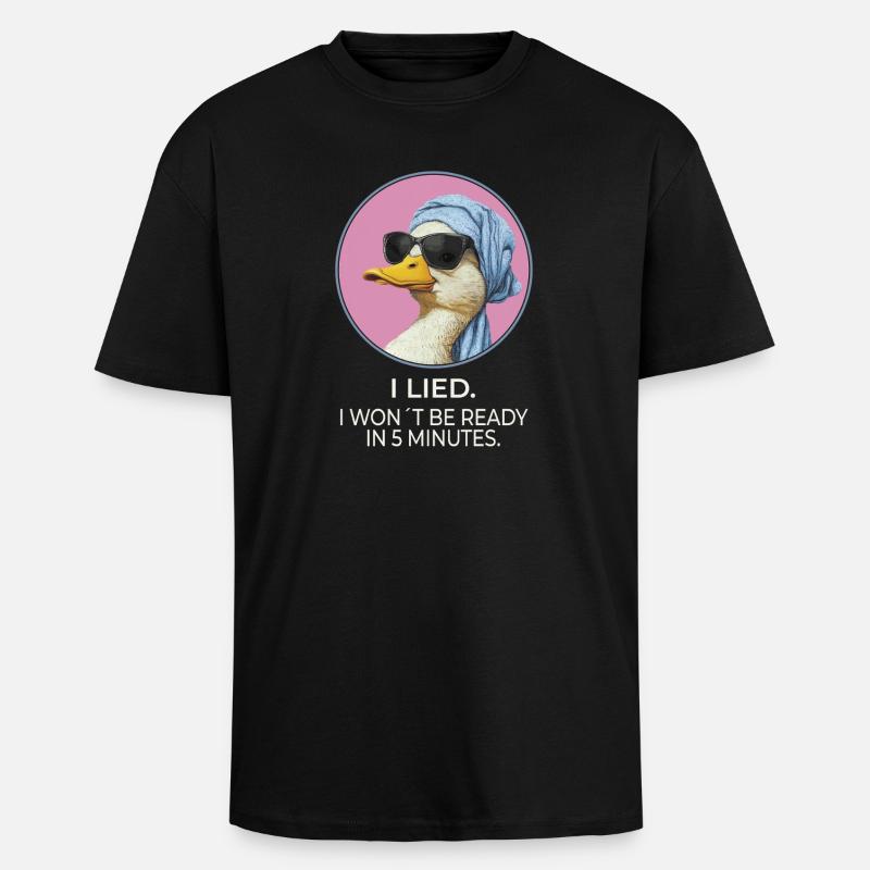 I Lied Duck – Lustiges Statement Design - Oversized Heavyweight Unisex T-Shirt - Schwarz