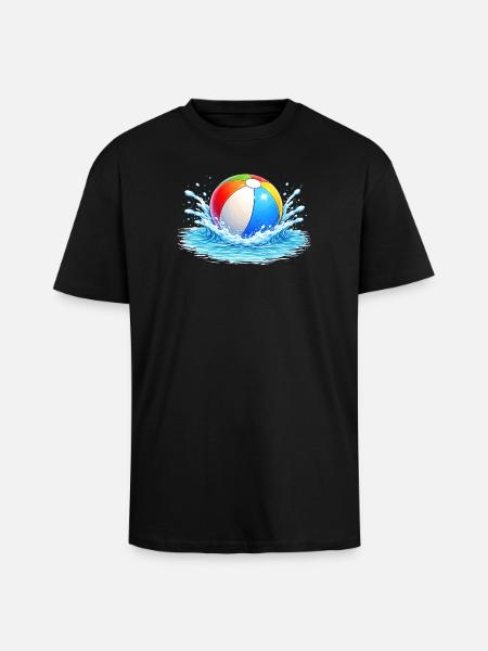 Bunter Wasserball im Meer  - Oversized Heavyweight Unisex T-Shirt - Schwarz