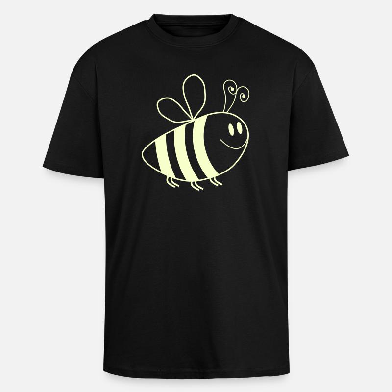 Lächelnde Bienchen Muster - Oversized Heavyweight Unisex T-Shirt - Schwarz