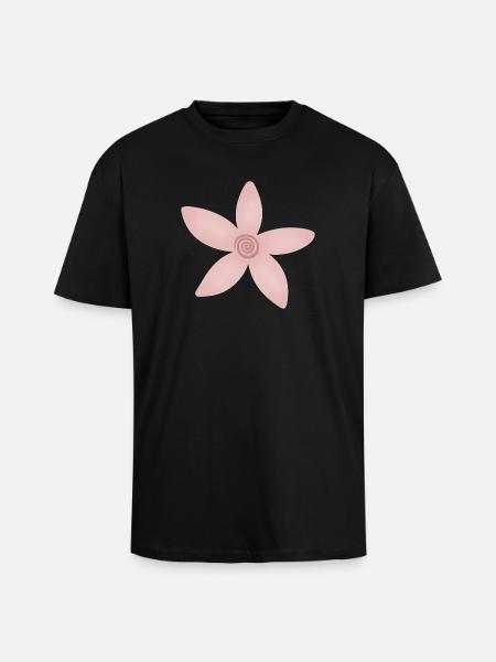 Blush Rose Spiral Flower - Unisex Oversized Heavyweight T-shirt - black