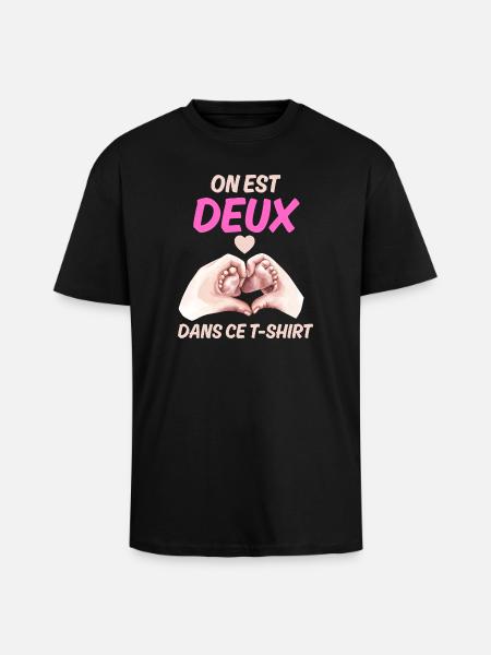 Annonce Bébé Message Amour Grossesse - T-shirt unisexe oversize épais - noir