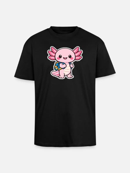 Cuddly axolotl - Unisex Oversized Heavyweight T-shirt - black