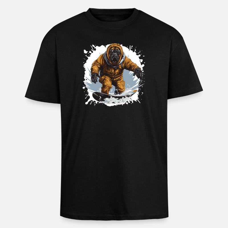 Mastiff Hund Snowboard - Oversized Heavyweight Unisex T-Shirt - Schwarz
