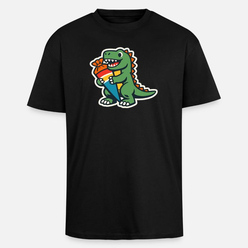Schulkind Dino Einschulung Geschenk - Oversized Heavyweight Unisex T-Shirt - Schwarz