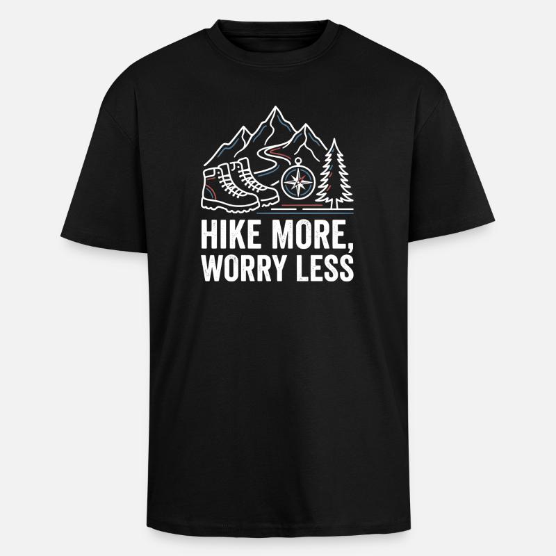 Marchez plus, inquiétez-vous moins - T-shirt unisexe oversize épais - noir