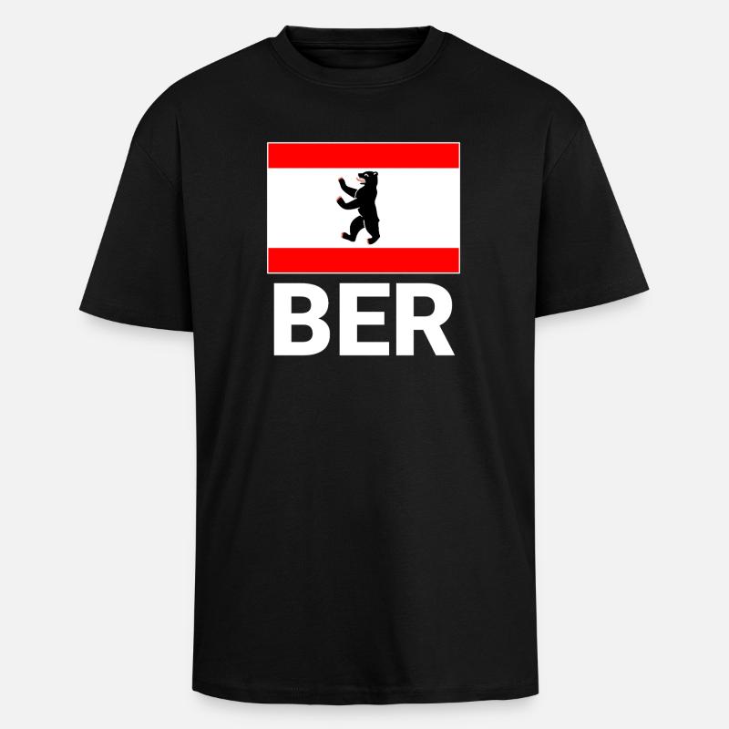 Drapeau de Berlin avec abréviation BER - T-shirt unisexe oversize épais - noir