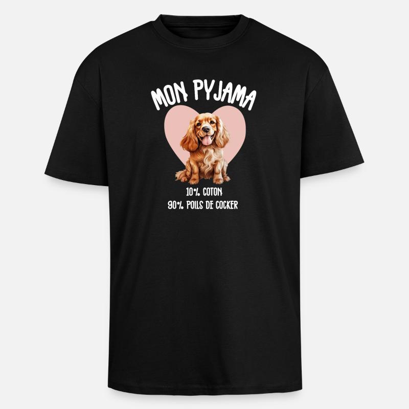 Pyjama Chien Cocker Drôle - T-shirt unisexe oversize épais - noir