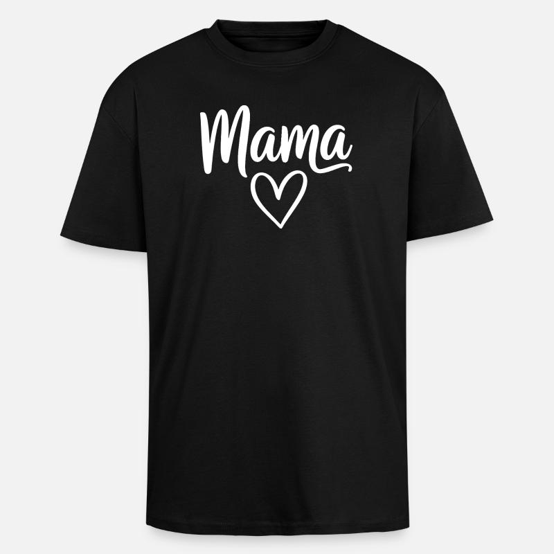 Mama Heart Script - T-shirt unisexe oversize épais - noir