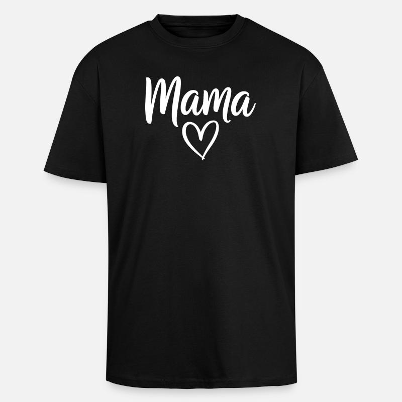 Mama Heart Script Logo - Oversized Heavyweight Unisex T-Shirt - Schwarz