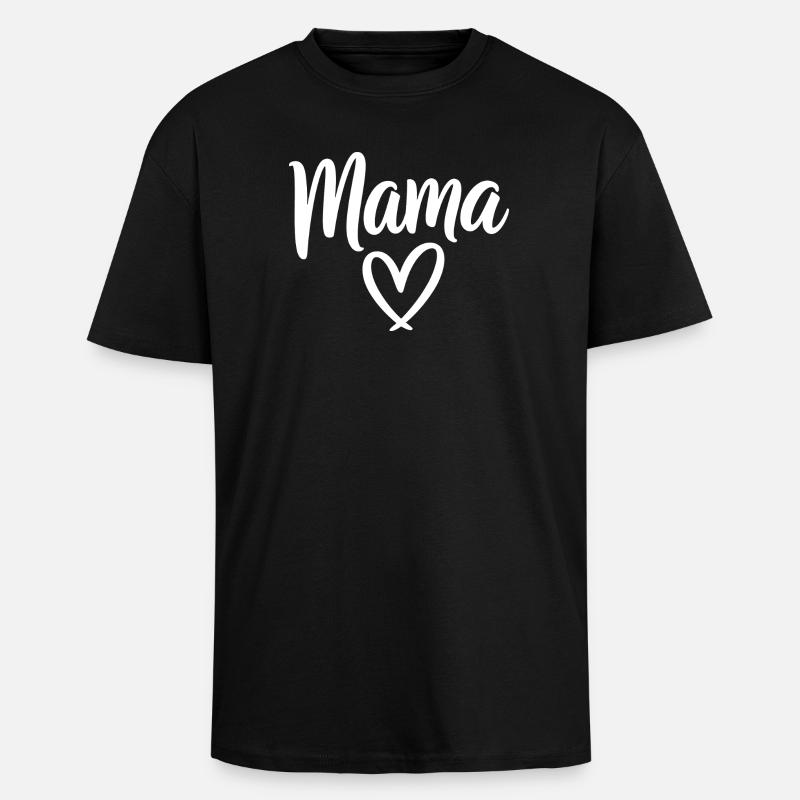 Mama Heart Script Logo - Oversized Heavyweight Unisex T-Shirt - Schwarz
