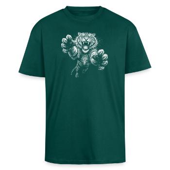 Tigre - T-shirt unisexe oversize épais - hunter green - Devant - Alina (178cm) & Michal (187cm)